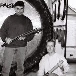 Paiste Werkstatt 1998, Walter Meyer Gongbaumeister und Heiko Schulz-Kosel nach gemeinsamer Klangsession in der Gongmacherei